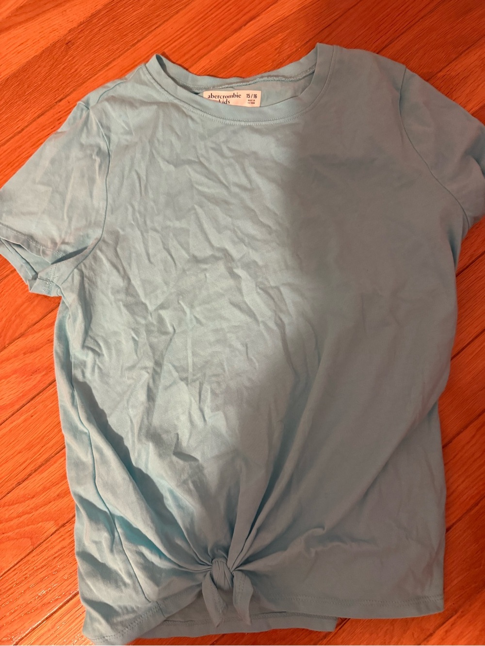 Abercrombie & Fitch Light Blue Short-Sleeve Tie-Front Tee (15-16)